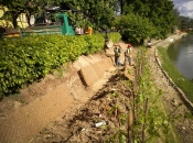Zasipavanje bodoče zelene škarpe z zemljo